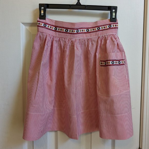Handmade Apron, vintage 1950s, red and white pinstripe - Picture 1 of 5